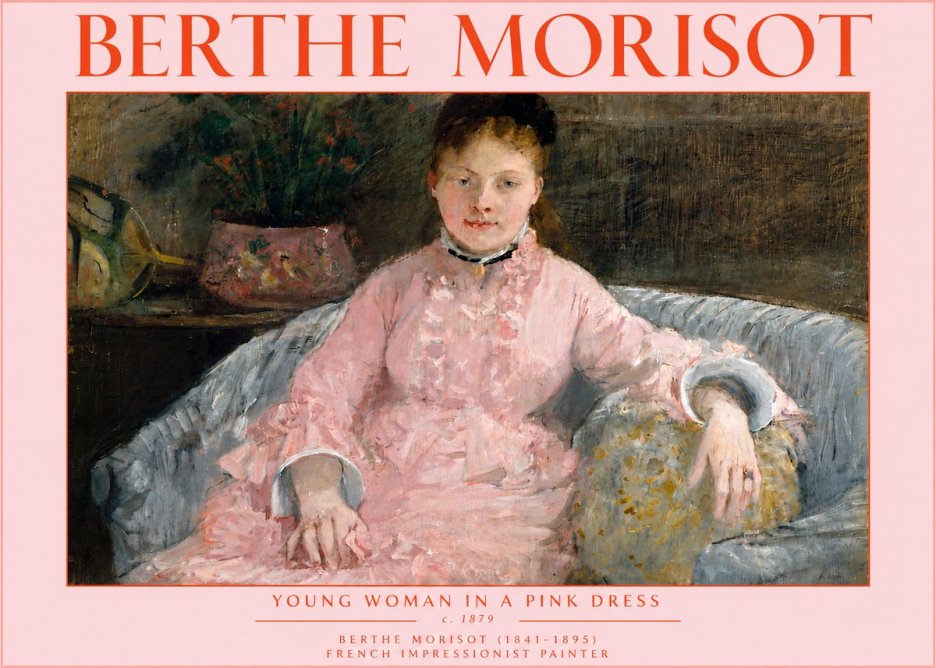 Berthe Morisot Young Woman in a Pink Dress I No5 - Póster