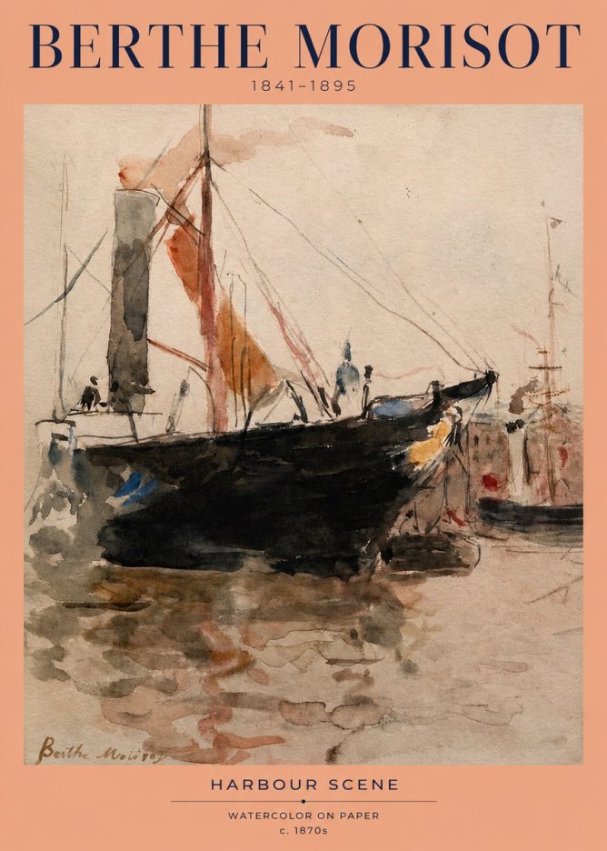 Berthe Morisot Harbour Scene No2 - Póster