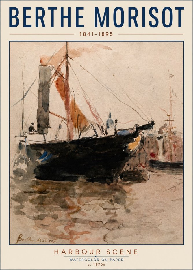 Berthe Morisot Harbour Scene No5 - Póster