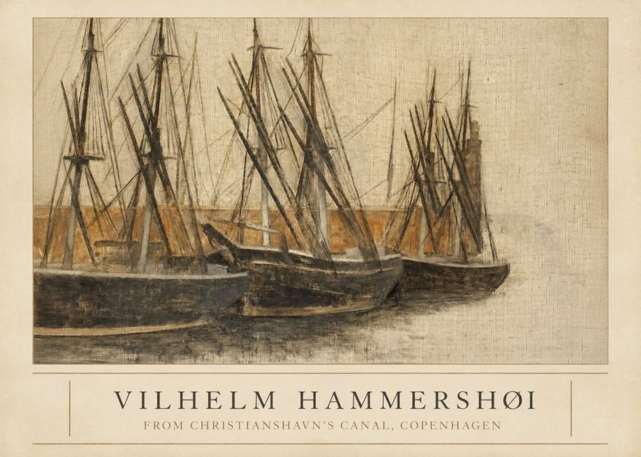 Vilhelm Hammershøi From Christianshavn's Canal, Copenhagen No3 - Póster
