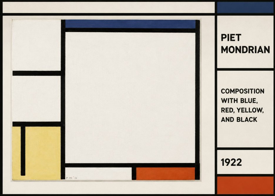 Piet Mondrian Composition with Blue, Red, Yellow, and Black No2 - Póster