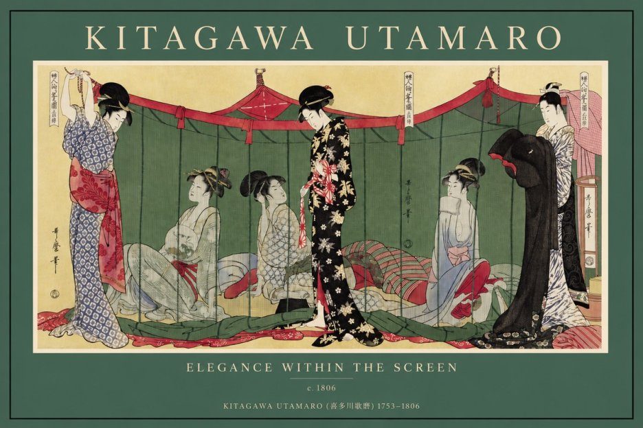 Kitagawa Utamaro Elegance Within the Screen No2 - Póster