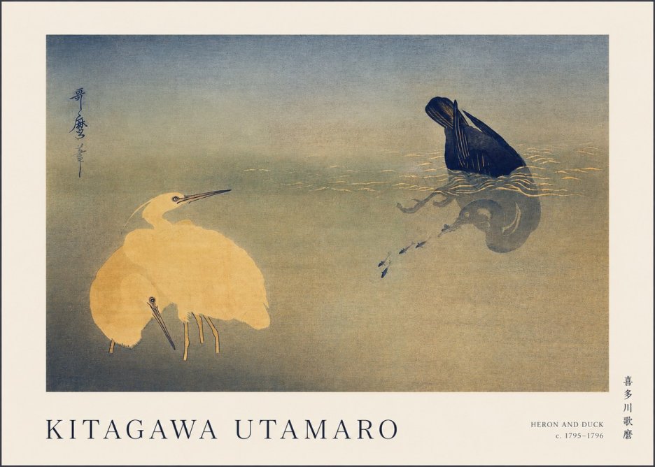 Kitagawa Utamaro Heron and Duck No1 - Póster