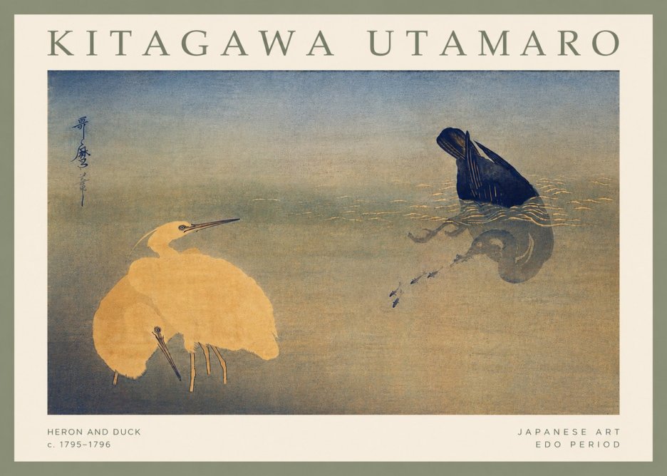 Kitagawa Utamaro Heron and Duck No4 - Póster