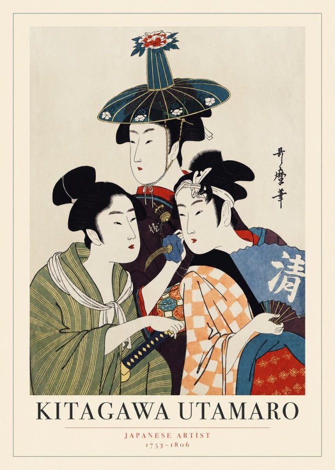 Kitagawa Utamaro Three Beauties No1 - Póster