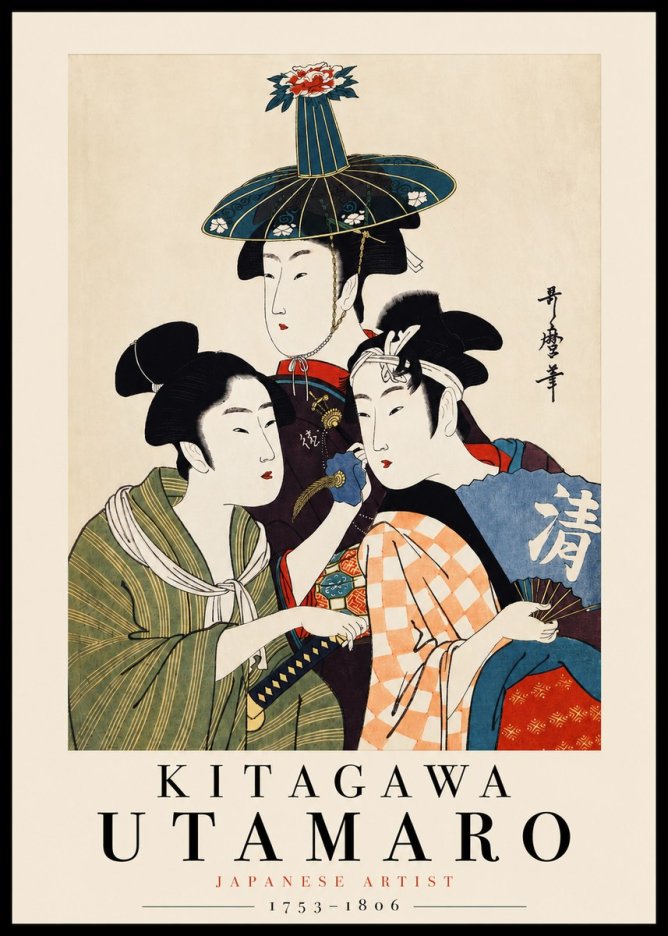 Kitagawa Utamaro Three Beauties No3 - Póster