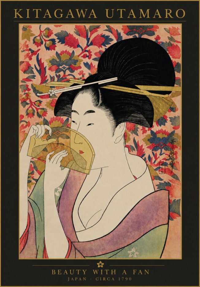 Kitagawa Utamaro Beauty with a Fan II No4 - Póster