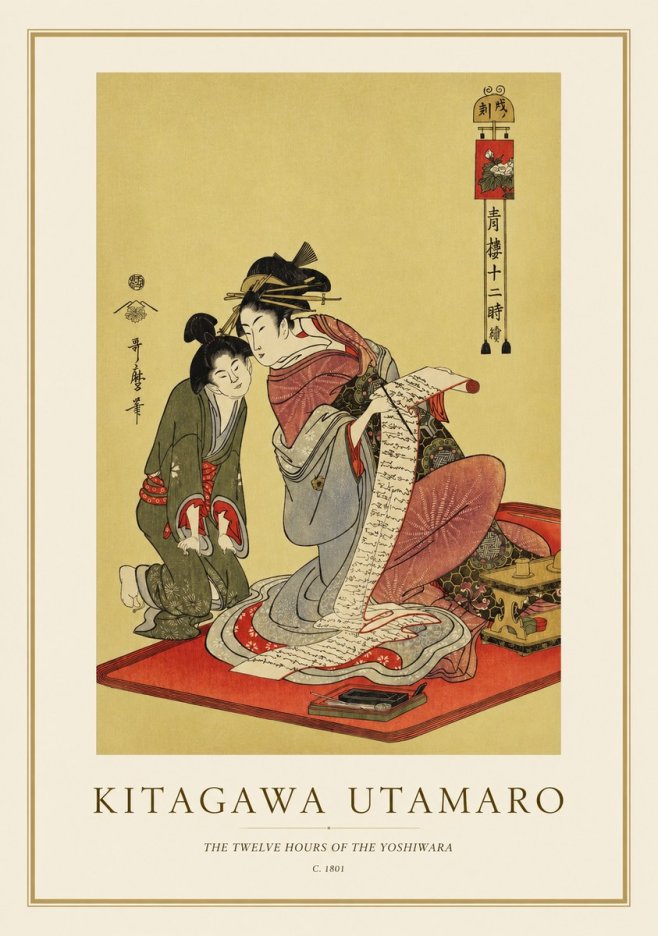 Kitagawa Utamaro The Twelve Hours of the Yoshiwara No1 - Póster