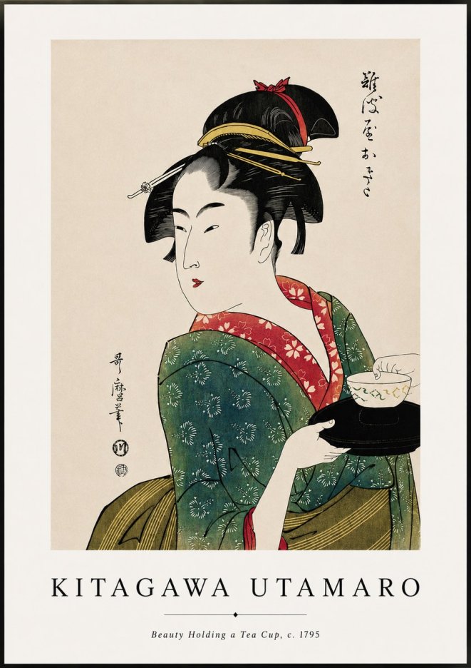 Kitagawa Utamaro Beauty Holding a Tea Cup No3 - Póster