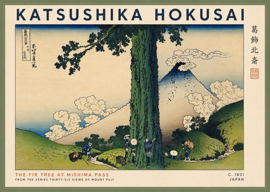 Katsushika Hokusai The Fir Tree at Mishima Pass No2 - Póster