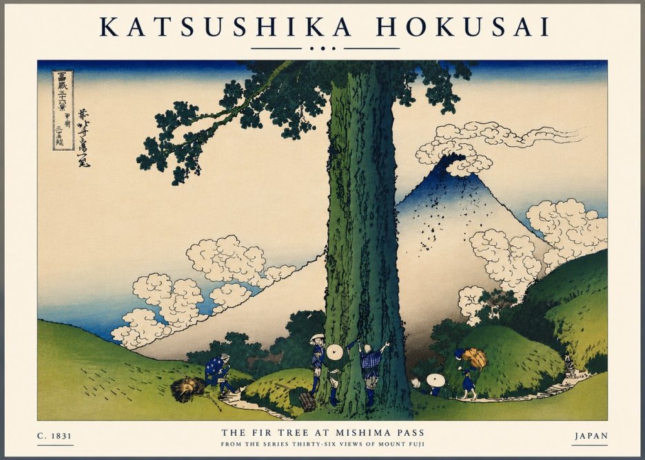 Katsushika Hokusai The Fir Tree at Mishima Pass No7 - Póster