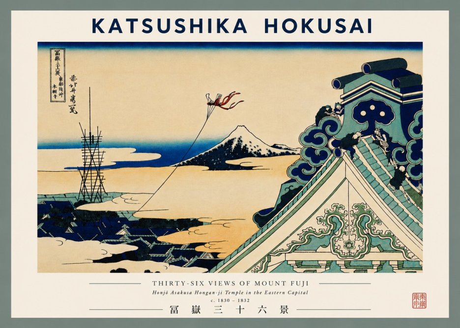 Katsushika Hokusai Honjo Asakusa Hongan-ji Temple in the Eastern Capital No8 - Póster