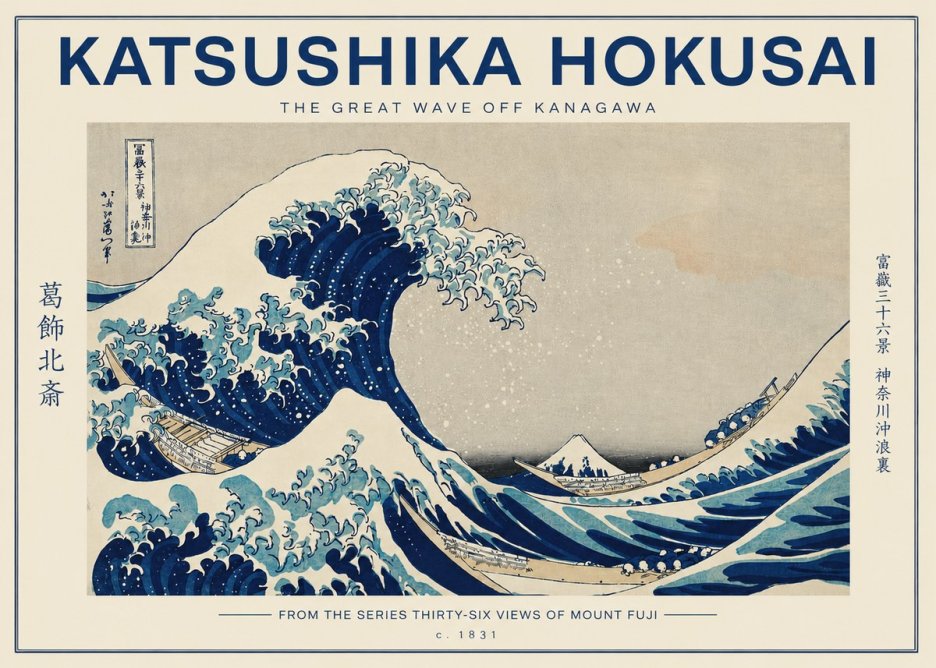 Katsushika Hokusai The Great Wave off Kanagawa I No2 - Póster