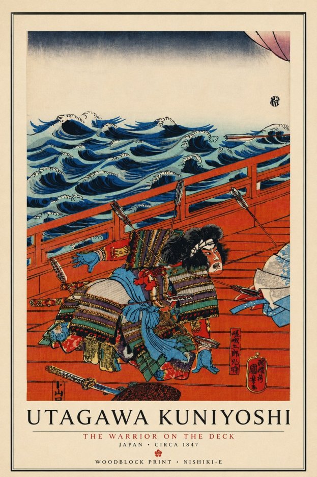 Utagawa Kuniyoshi The Warrior on the Deck No6 - Póster