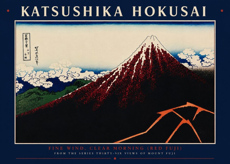 Katsushika Hokusai Fine Wind, Clear Morning (Red Fuji) II No8 - Póster