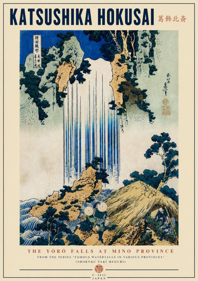 Katsushika Hokusai The Yōrō Falls at Mino Province No7 - Póster