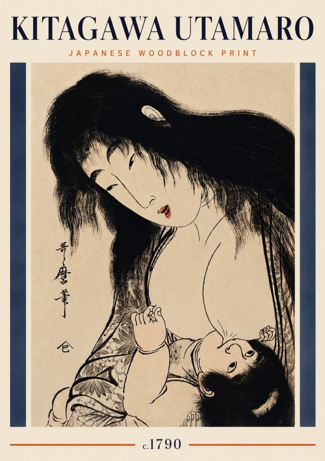 Kitagawa Utamaro Mother Nursing Her Child No3 - Póster