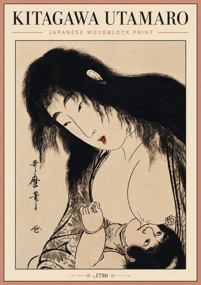 Kitagawa Utamaro Mother Nursing Her Child No4 - Póster