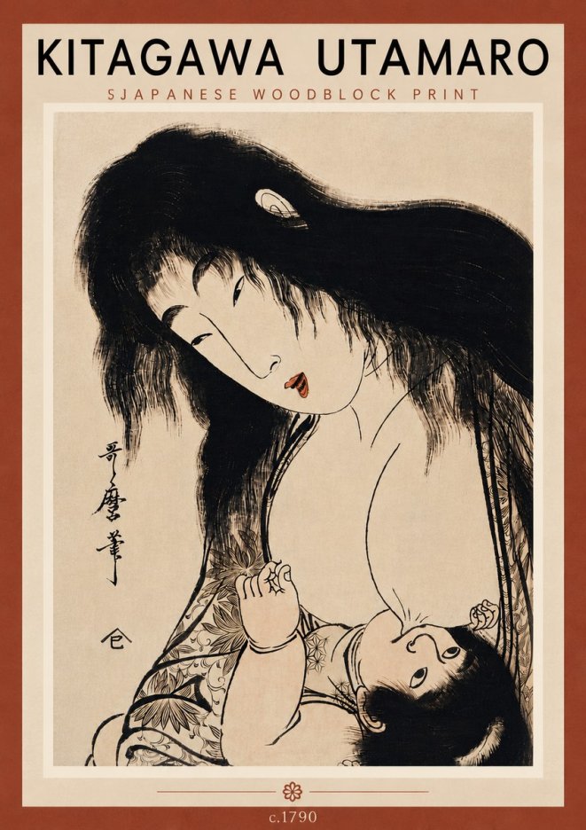 Kitagawa Utamaro Mother Nursing Her Child No6 - Póster