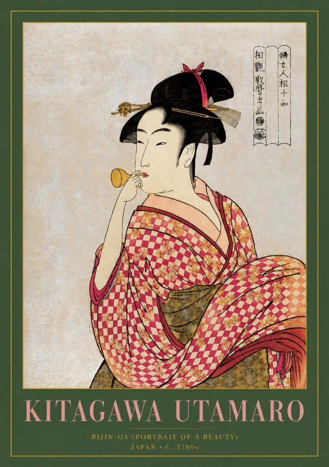 Kitagawa Utamaro Bijin-ga (Portrait of a Beauty) No3 - Póster