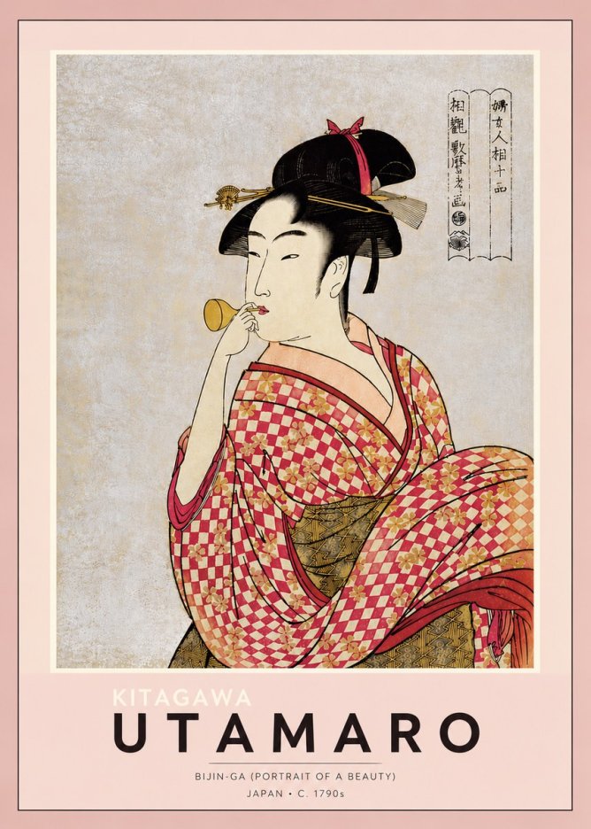 Kitagawa Utamaro Bijin-ga (Portrait of a Beauty) No4 - Póster