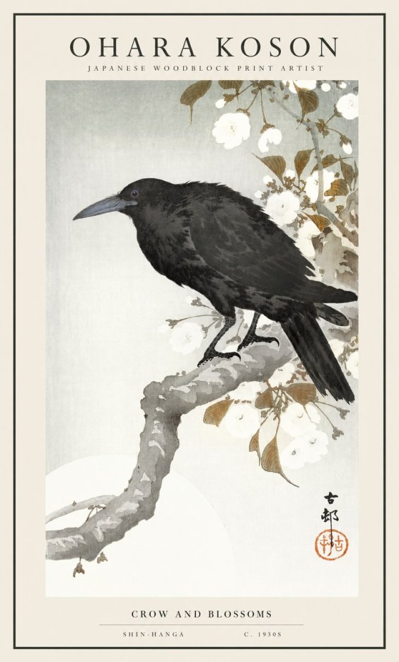Ohara Koson Crow and Blossoms I No1 - Póster