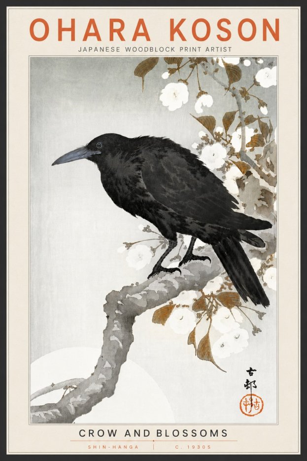 Ohara Koson Crow and Blossoms I No4 - Póster