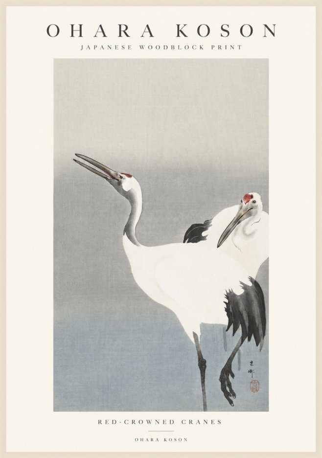 Ohara Koson Red-crowned Cranes No1 - Póster