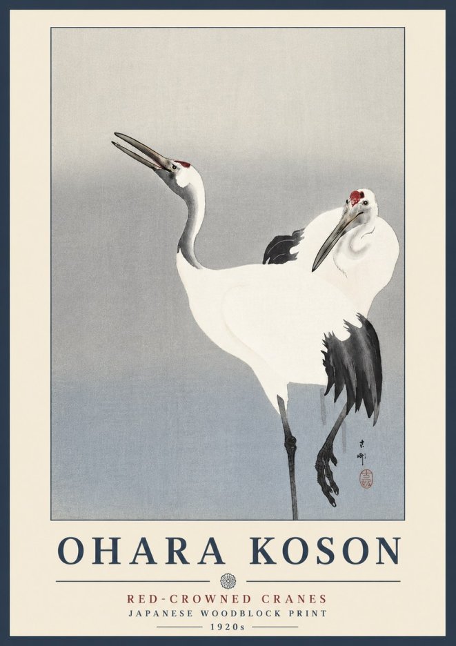 Ohara Koson Red-crowned Cranes No3 - Póster