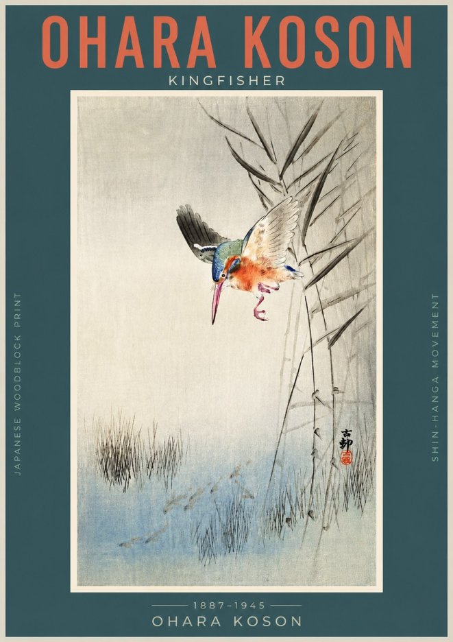 Ohara Koson Kingfisher No2 - Póster
