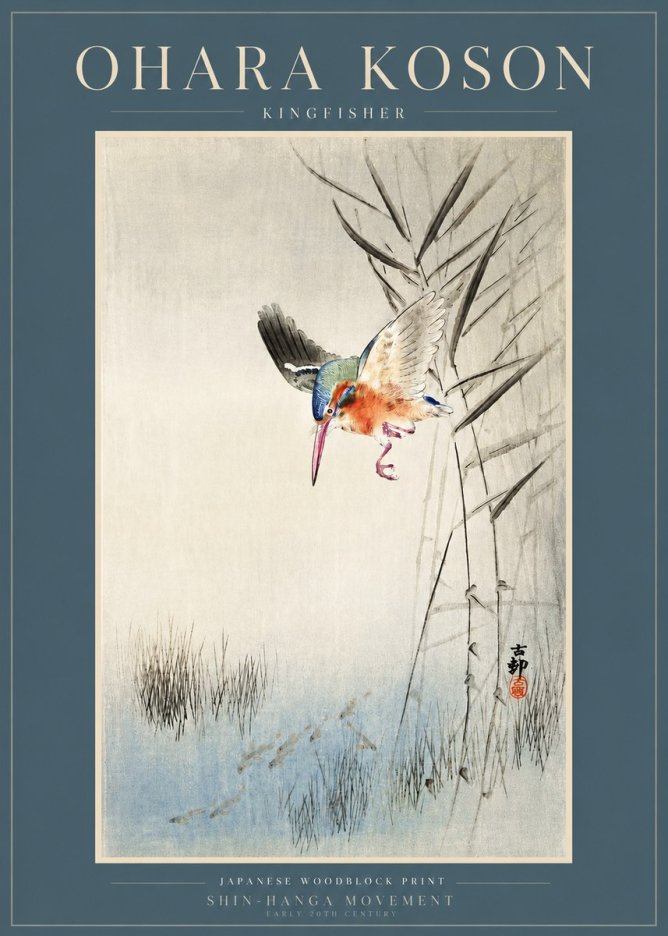 Ohara Koson Kingfisher No3 - Póster