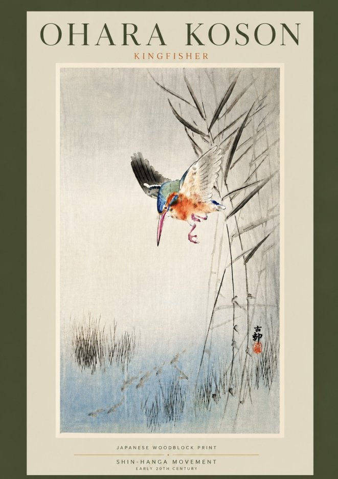 Ohara Koson Kingfisher No5 - Póster