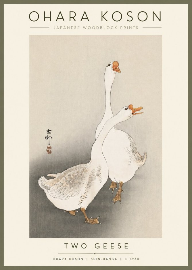 Ohara Koson Two Geese No2 - Póster
