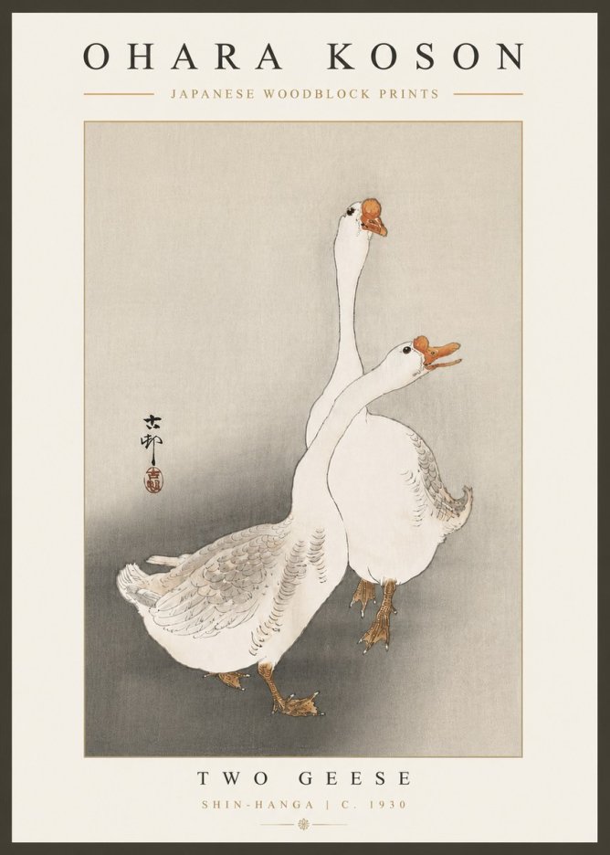 Ohara Koson Two Geese No4 - Póster
