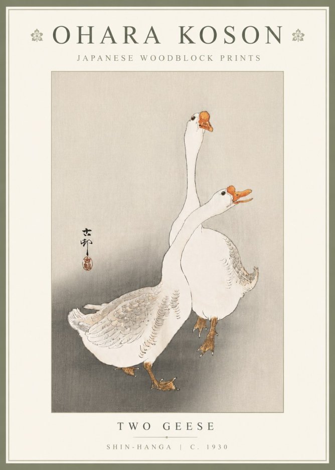 Ohara Koson Two Geese No5 - Póster