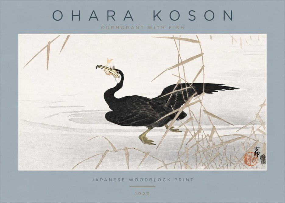 Ohara Koson Cormorant with Fish No4 - Póster