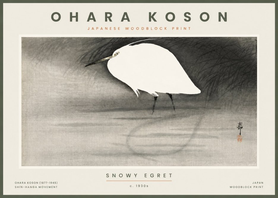 Ohara Koson Snowy Egret No4 - Póster