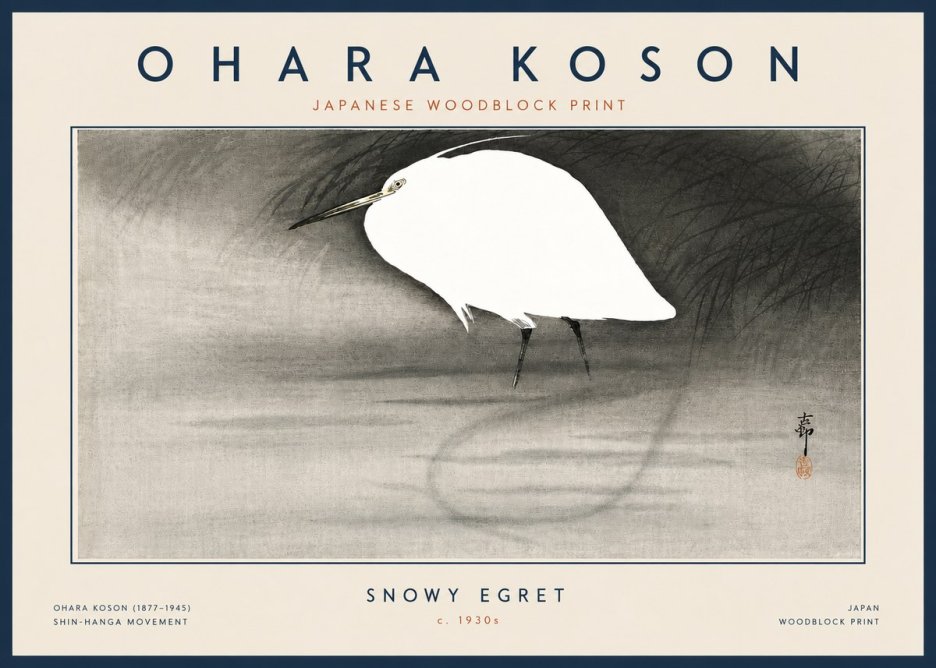 Ohara Koson Snowy Egret No6 - Póster