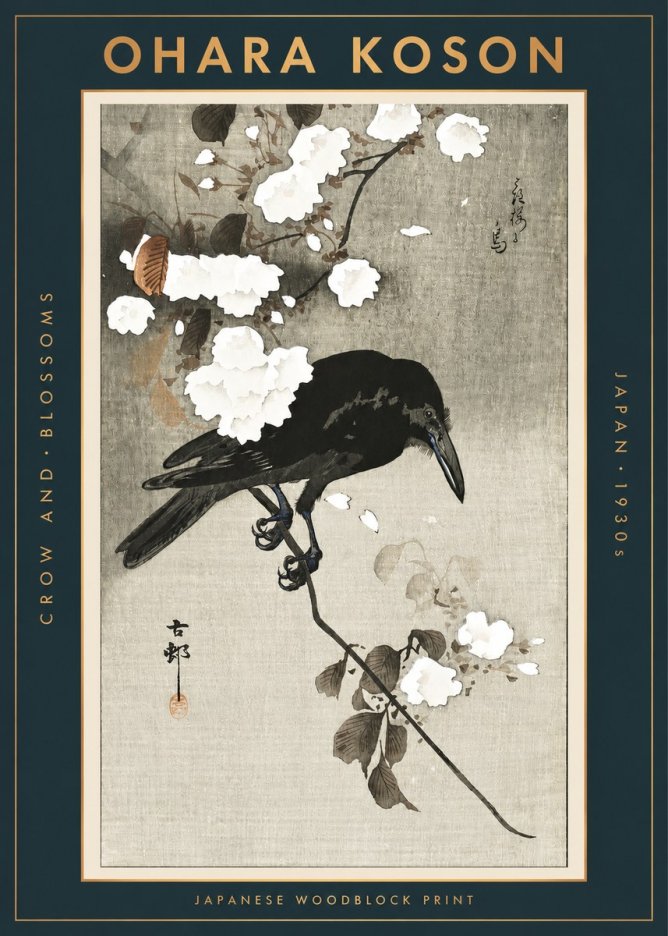 Ohara Koson Crow and Blossoms II No2 - Póster