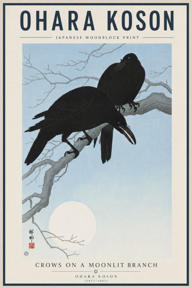 Ohara Koson Crows on a Moonlit Branch No5 - Póster
