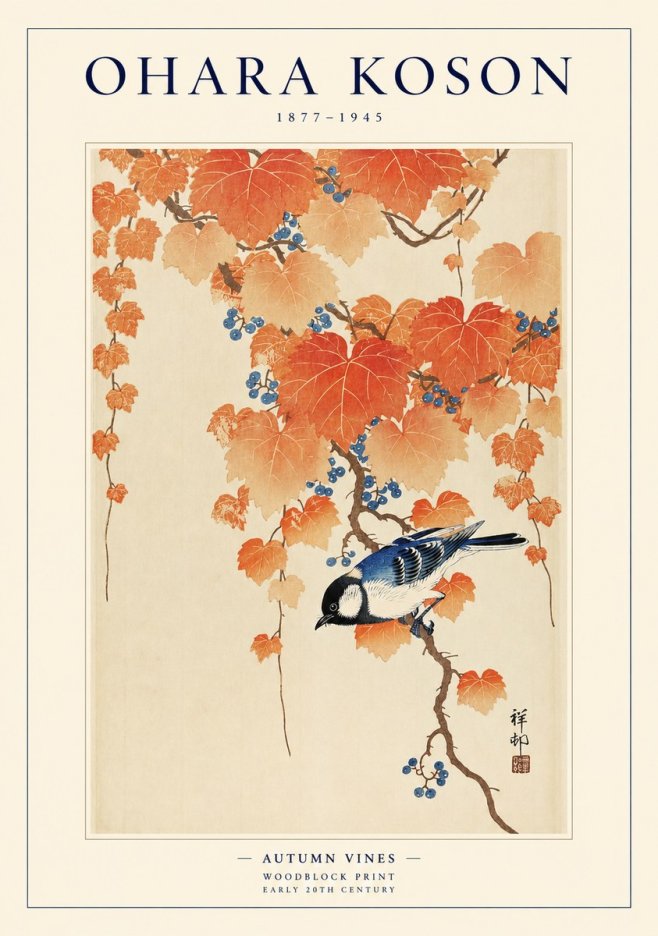 Ohara Koson Autumn Vines No1 - Póster