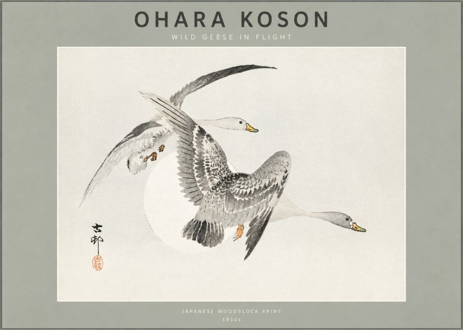 Ohara Koson Wild Geese in Flight I No2 - Póster