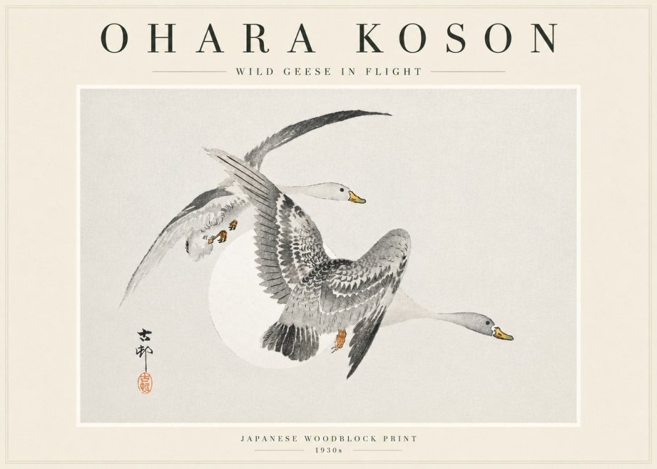 Ohara Koson Wild Geese in Flight I No3 - Póster