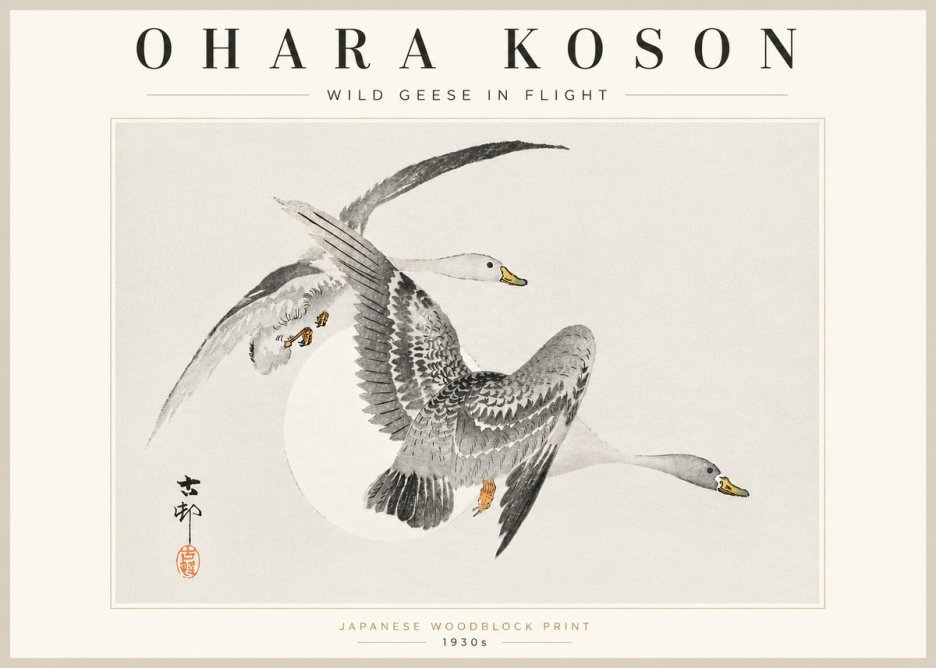 Ohara Koson Wild Geese in Flight I No5 - Póster