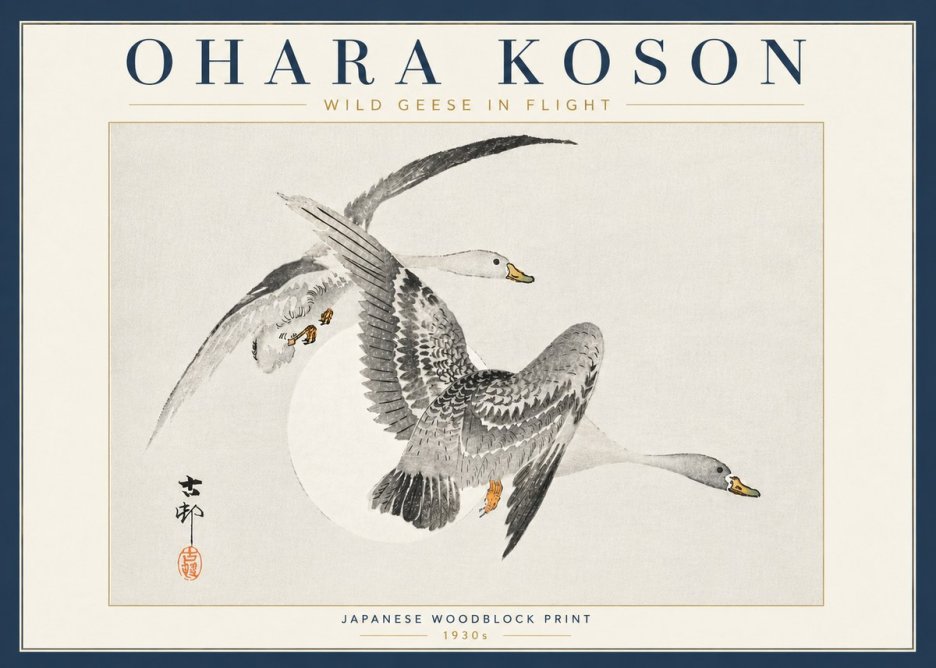 Ohara Koson Wild Geese in Flight I No6 - Póster