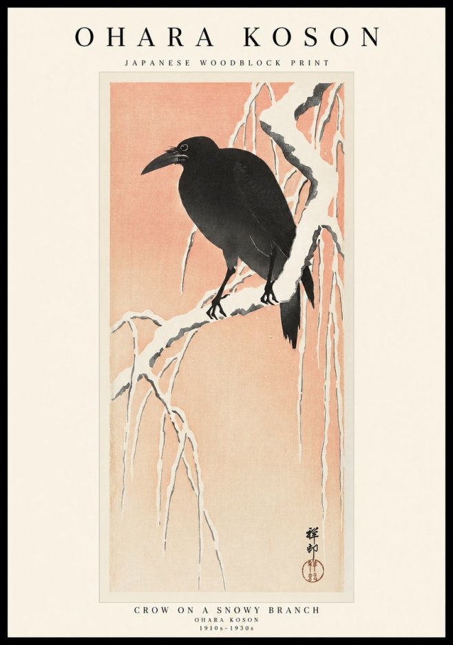 Ohara Koson Crow on a Snowy Branch I No1 - Póster