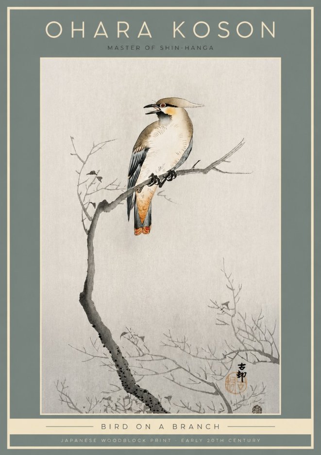 Ohara Koson Bird on a Branch I No2 - Póster