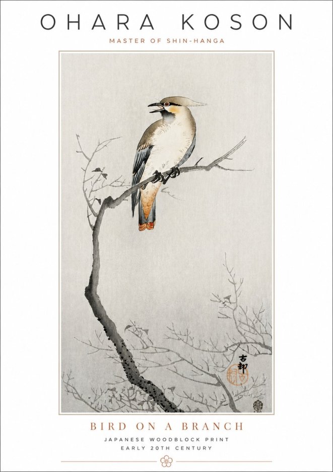Ohara Koson Bird on a Branch I No3 - Póster