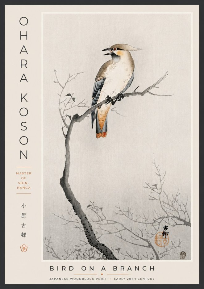 Ohara Koson Bird on a Branch I No5 - Póster