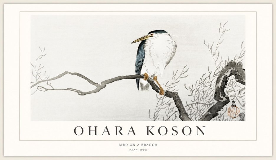 Ohara Koson Bird on a Branch II No1 - Póster